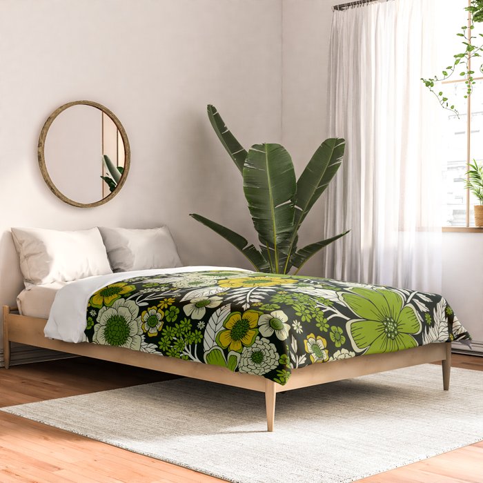 Modern Yellow & Green Floral Pattern Comforter Gallery Image 2