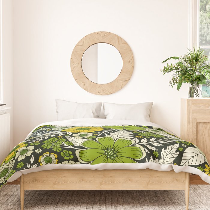 Modern Yellow & Green Floral Pattern Duvet Cover Gallery Image 3