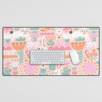 Cute Bunnies Pink Desk Mat Gallery Image 1