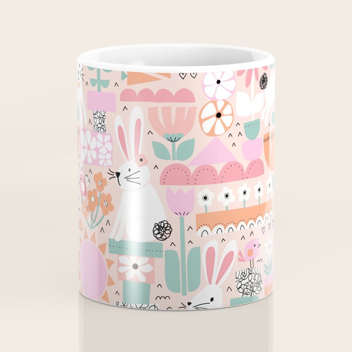Cute Bunnies Pink Coffee Mug Gallery Image 4