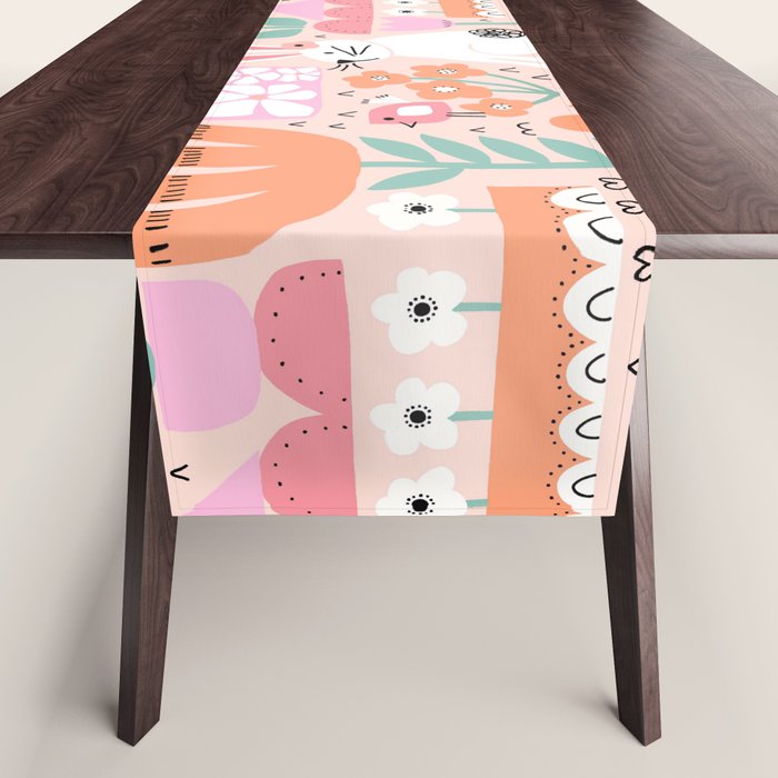 Cute Bunnies Pink Table Runner Gallery Image 1