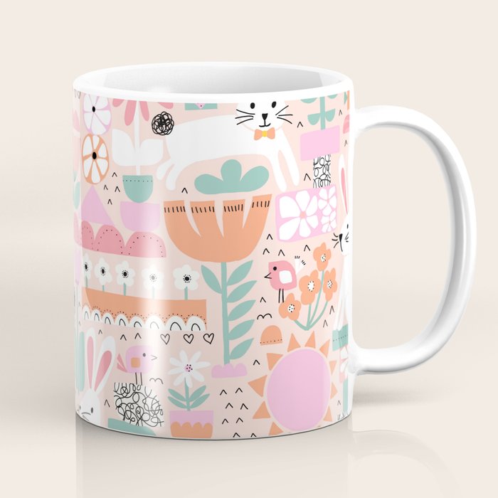 Cute Bunnies Pink Coffee Mug Gallery Image 1