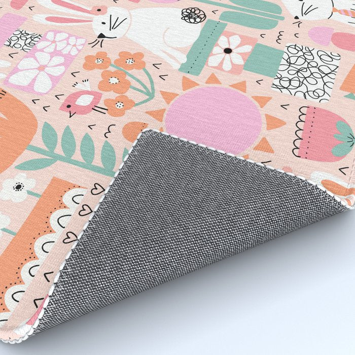 Cute Bunnies Pink Rug Gallery Image 4
