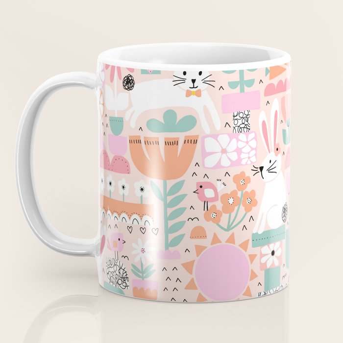 Cute Bunnies Pink Coffee Mug Gallery Image 3