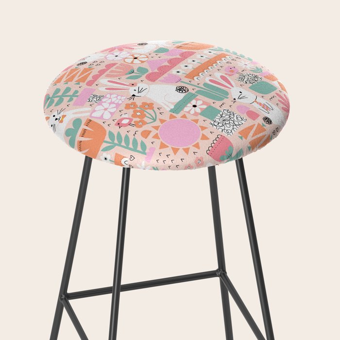 Cute Bunnies Pink Stool Gallery Image 2