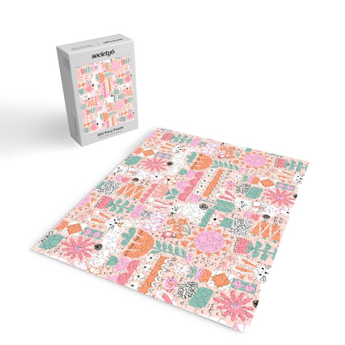 Cute Bunnies Pink Jigsaw Puzzle Gallery Image 2