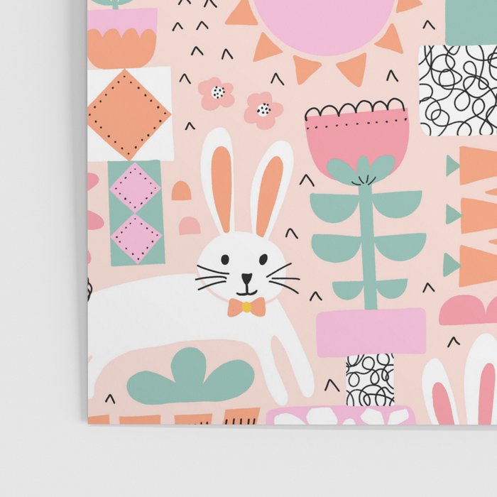 Cute Bunnies Pink Poster Gallery Image 3