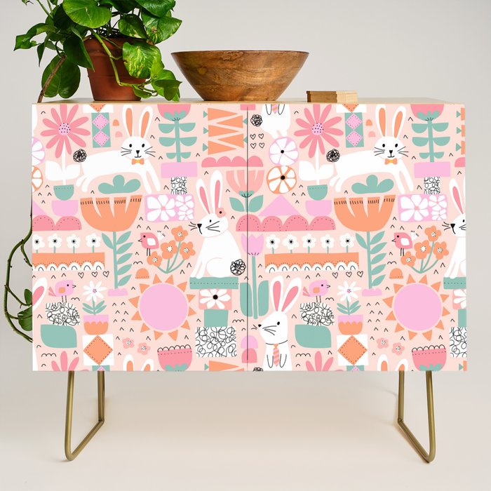 Cute Bunnies Pink Credenza Gallery Image 1