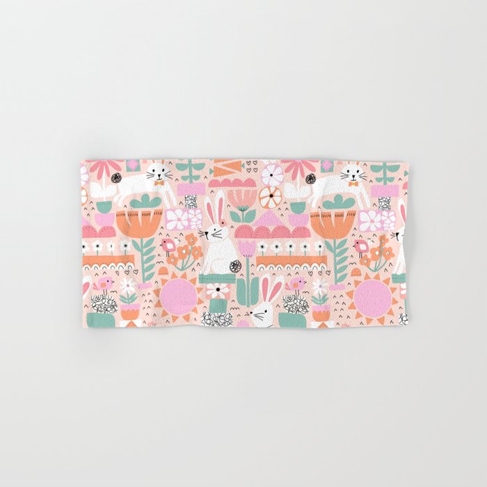 Cute Bunnies Pink Bath Towel Gallery Image 1