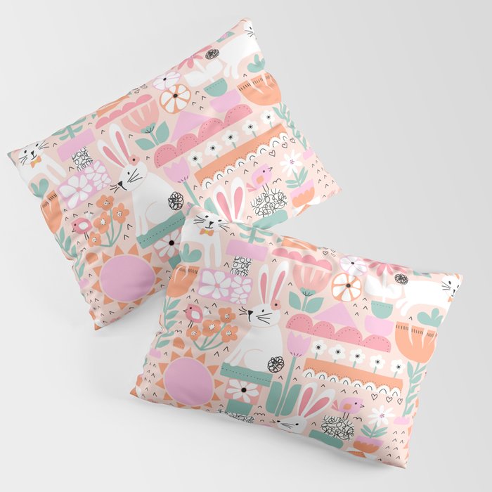 Cute Bunnies Pink Pillow Sham Gallery Image 3