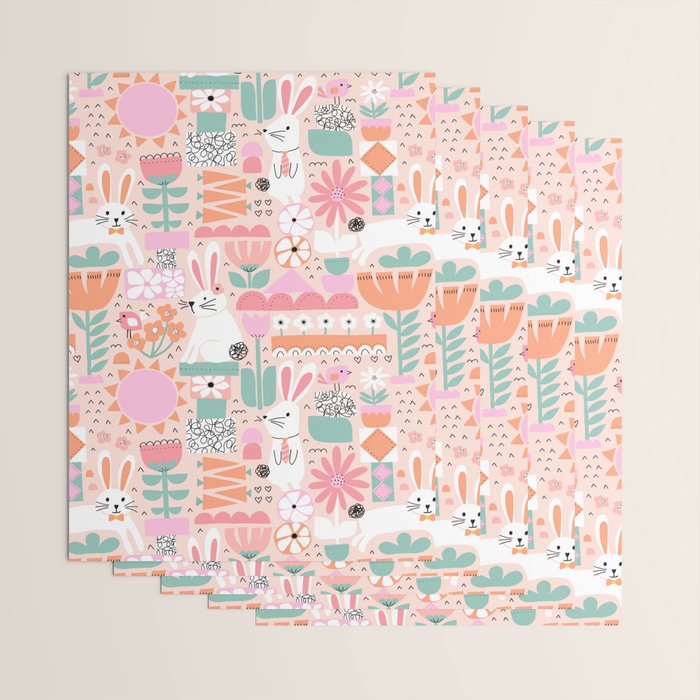 Cute Bunnies Pink Wrapping Paper Gallery Image 3