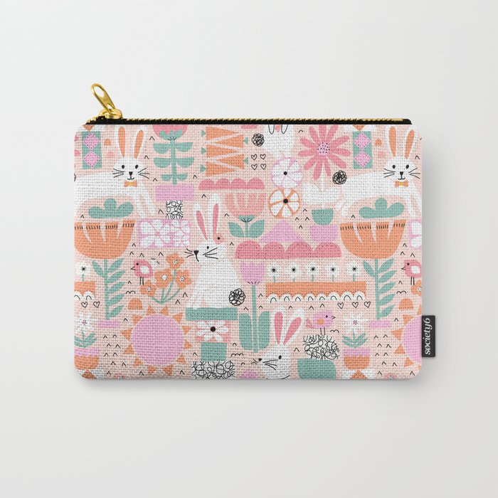 Cute Bunnies Pink Carry All Pouch Gallery Image 1
