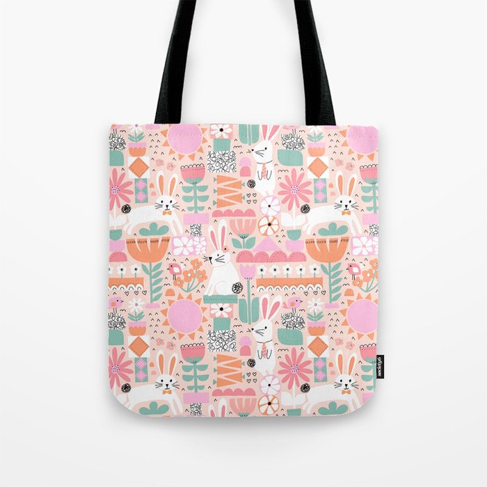 Cute Bunnies Pink Tote Bag Gallery Image 1