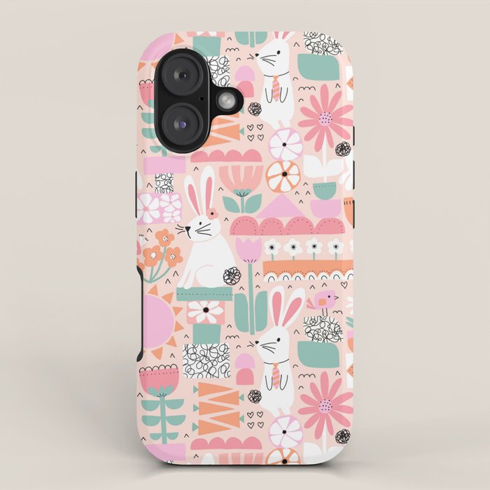 Cute Bunnies Pink iPhone Case Gallery Image 1