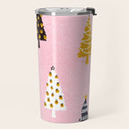 Christmas Trees Modern Pink Pattern #pinkchristmas #christmaspattern Travel Mug Gallery Image 2