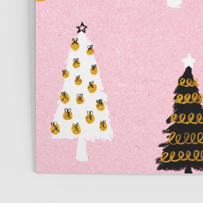 Christmas Trees Modern Pink Pattern #pinkchristmas #christmaspattern Poster Gallery Image 3