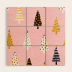Christmas Trees Modern Pink Pattern #pinkchristmas #christmaspattern Wood Wall Art Gallery Image 1