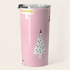 Christmas Trees Modern Pink Pattern #pinkchristmas #christmaspattern Travel Mug Gallery Image 3