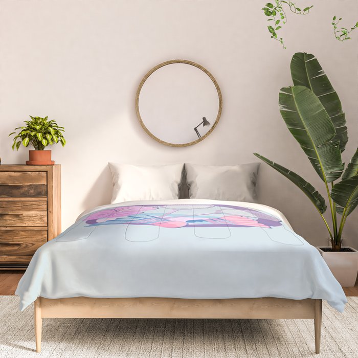 Tropical badminton badge - pastel purple and pink Comforter Gallery Image 3