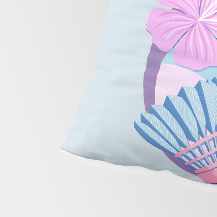 Tropical badminton badge - pastel purple and pink Pillow Sham Gallery Image 4