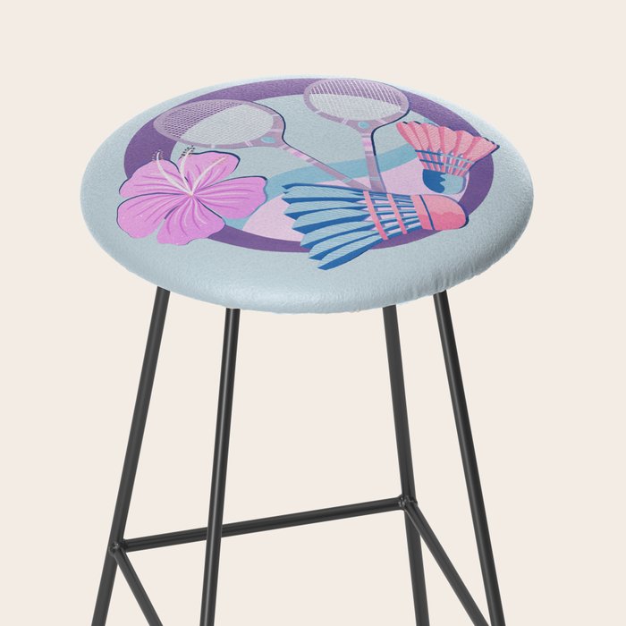 Tropical badminton badge - pastel purple and pink Stool Gallery Image 2