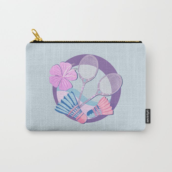 Tropical badminton badge - pastel purple and pink Carry All Pouch Gallery Image 1