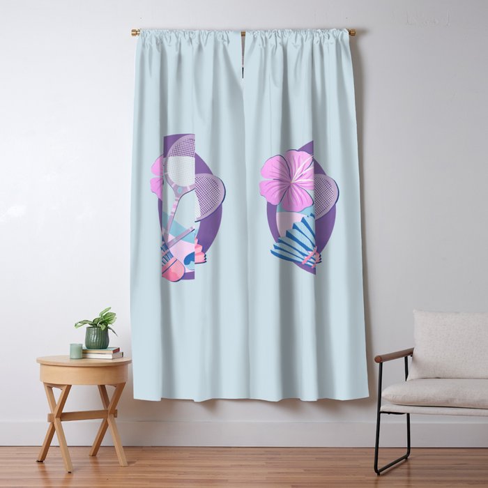 Tropical badminton badge - pastel purple and pink Window Curtain Gallery Image 5