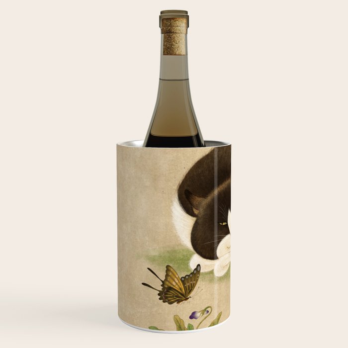Minhwa: cat & butterfly 2 (Korean traditional/folk art)  Wine Chiller Gallery Image 2