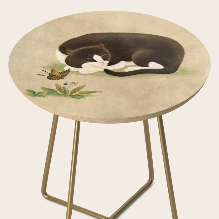 Minhwa: cat & butterfly 2 (Korean traditional/folk art)  Side Table Gallery Image 2