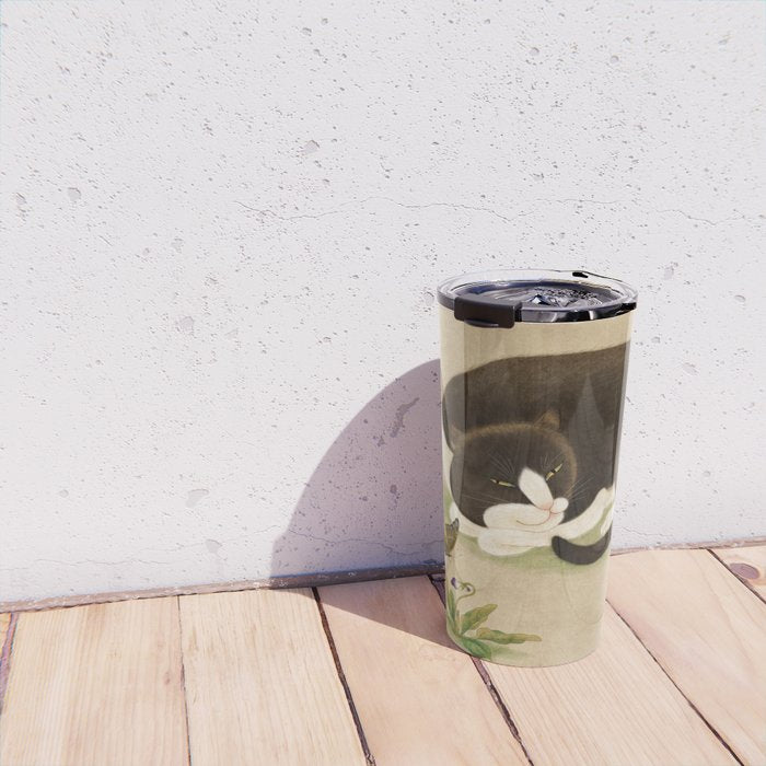 Minhwa: cat & butterfly 2 (Korean traditional/folk art)  Travel Mug Gallery Image 4