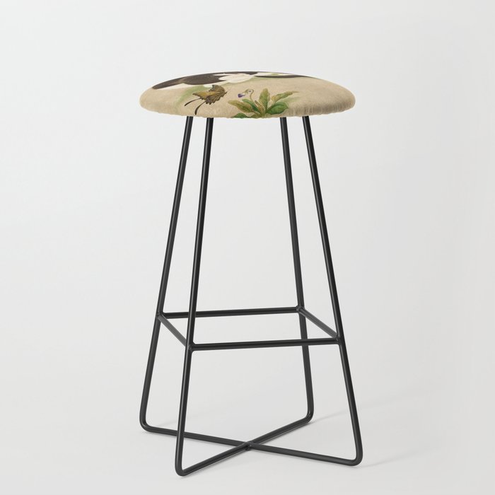 Minhwa: cat & butterfly 2 (Korean traditional/folk art)  Stool Gallery Image 1