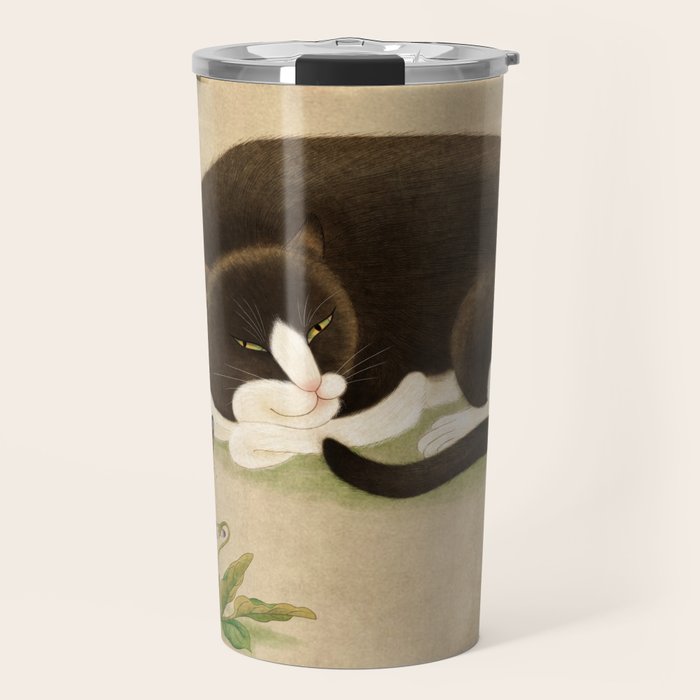 Minhwa: cat & butterfly 2 (Korean traditional/folk art)  Travel Mug Gallery Image 1