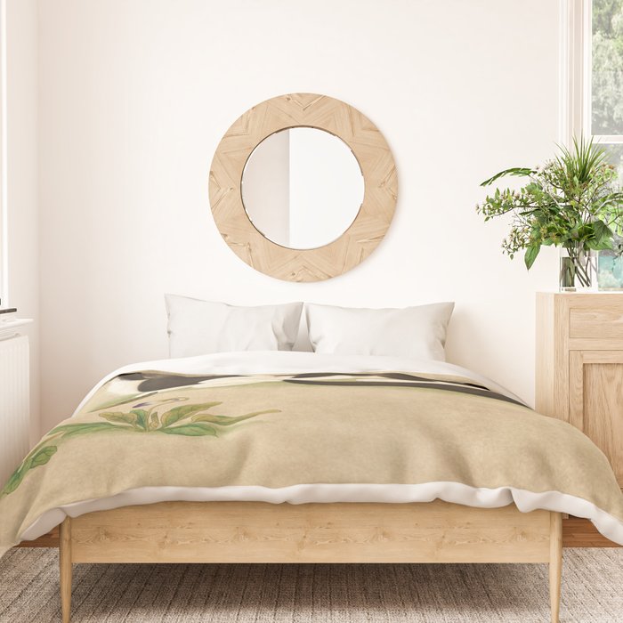 Minhwa: cat & butterfly 2 (Korean traditional/folk art)  Duvet Cover Gallery Image 3