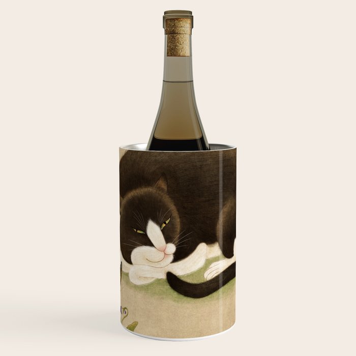 Minhwa: cat & butterfly 2 (Korean traditional/folk art)  Wine Chiller Gallery Image 1