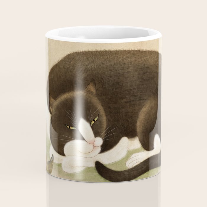 Minhwa: cat & butterfly 2 (Korean traditional/folk art)  Coffee Mug Gallery Image 4