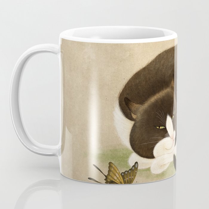 Minhwa: cat & butterfly 2 (Korean traditional/folk art)  Coffee Mug Gallery Image 3
