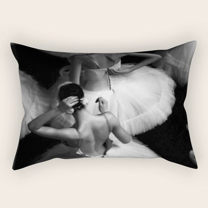 Ballerinas getting ready for the big performance black and white photograph - photographs Rectangular Pillow Gallery Image 2