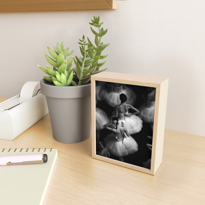 Ballerinas getting ready for the big performance black and white photograph - photographs Mini Art Print Gallery Image 2