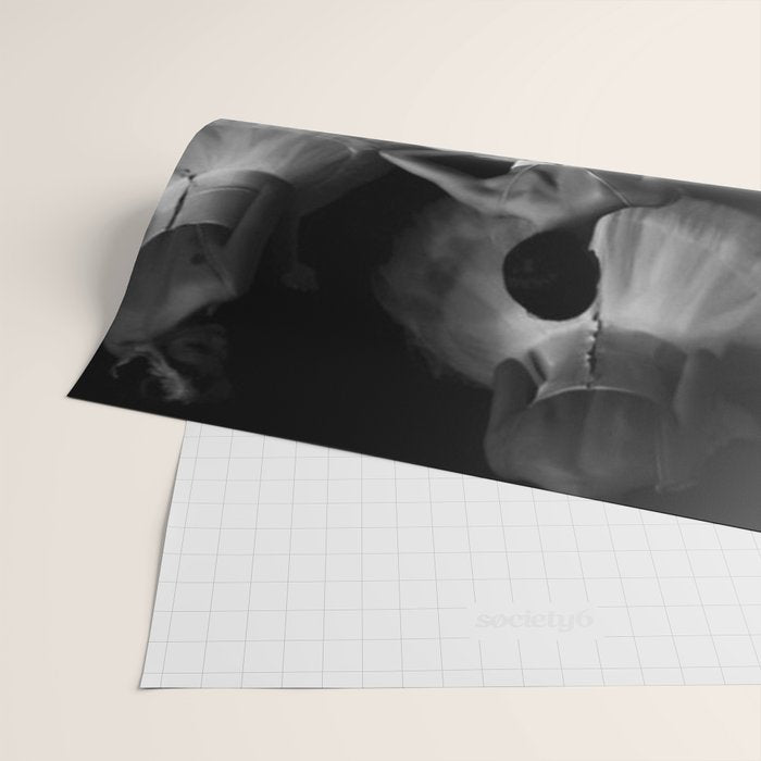 Ballerinas getting ready for the big performance black and white photograph - photographs Wrapping Paper Gallery Image 2