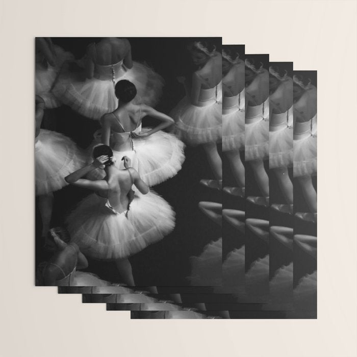 Ballerinas getting ready for the big performance black and white photograph - photographs Wrapping Paper Gallery Image 3