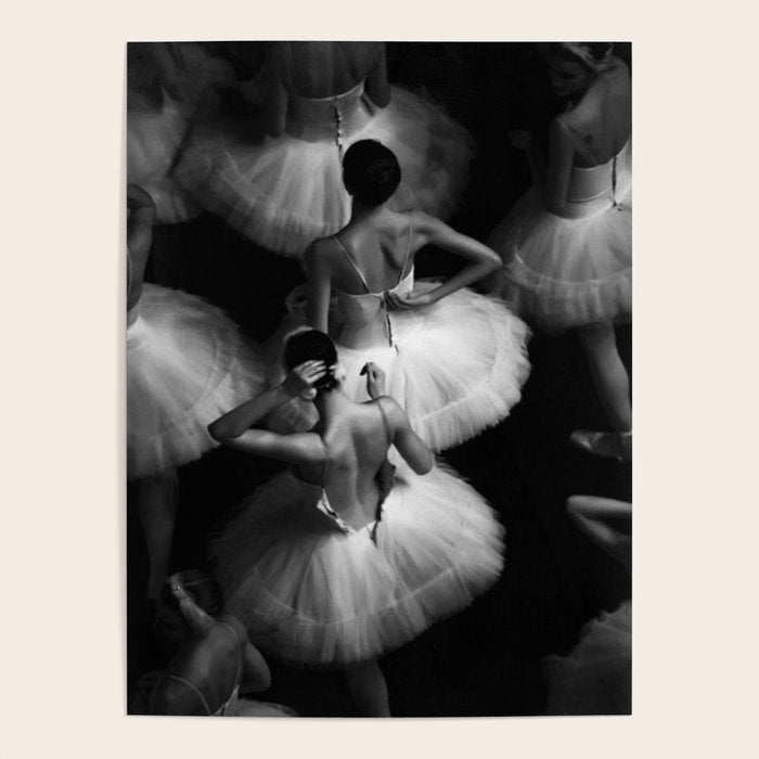 Ballerinas getting ready for the big performance black and white photograph - photographs Poster Gallery Image 4
