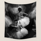 Ballerinas getting ready for the big performance black and white photograph - photographs Wall Tapestry Gallery Image 4