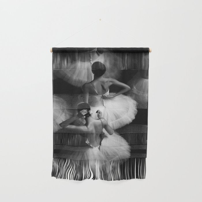 Ballerinas getting ready for the big performance black and white photograph - photographs Wall Hanging Gallery Image 1