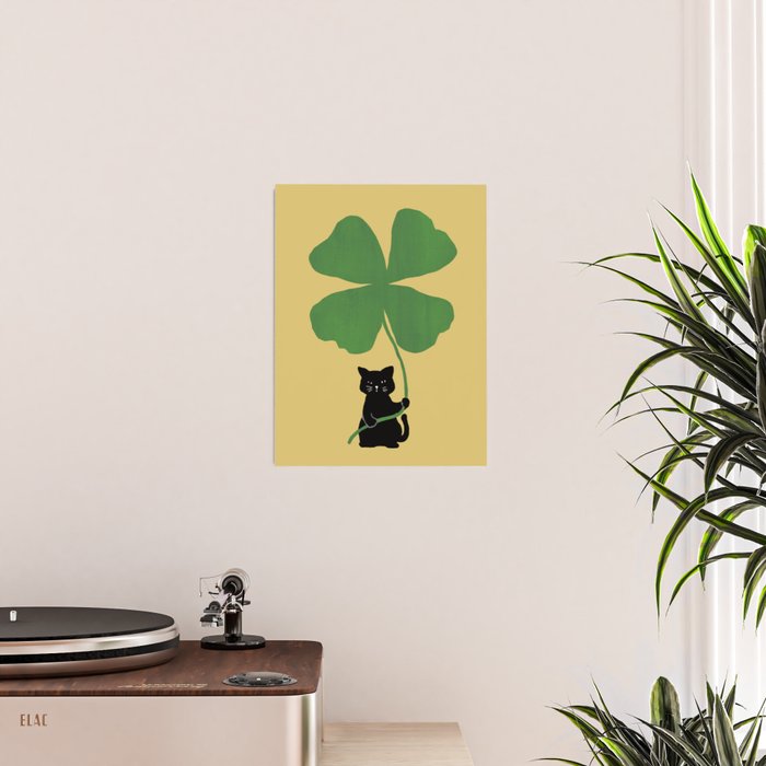 Cat with clover Poster Gallery Image 2