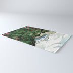 Field of flowers and mountains dreamy watercolor, landscape painting Rug Gallery Image 3