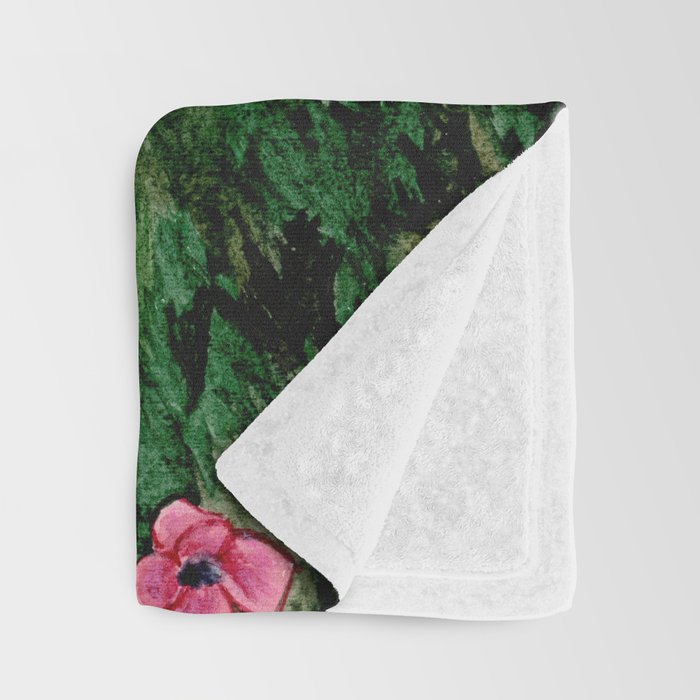 Field of flowers and mountains dreamy watercolor, landscape painting Throw Blanket Gallery Image 3