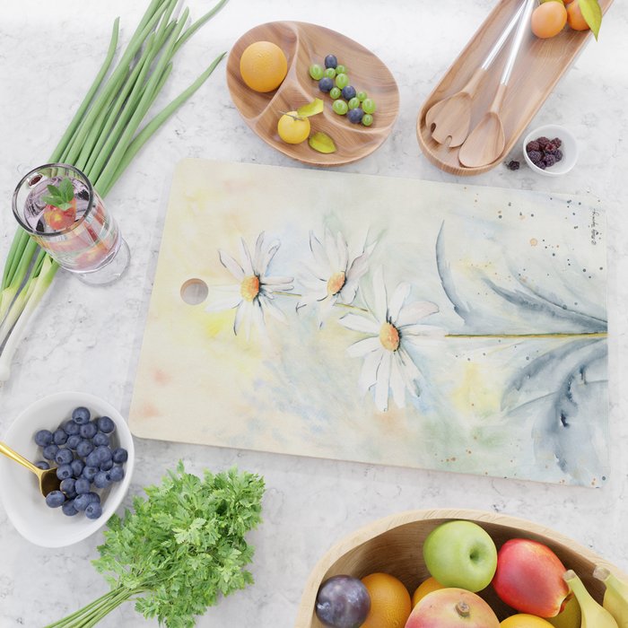 White Daisies Cutting Board Gallery Image 2