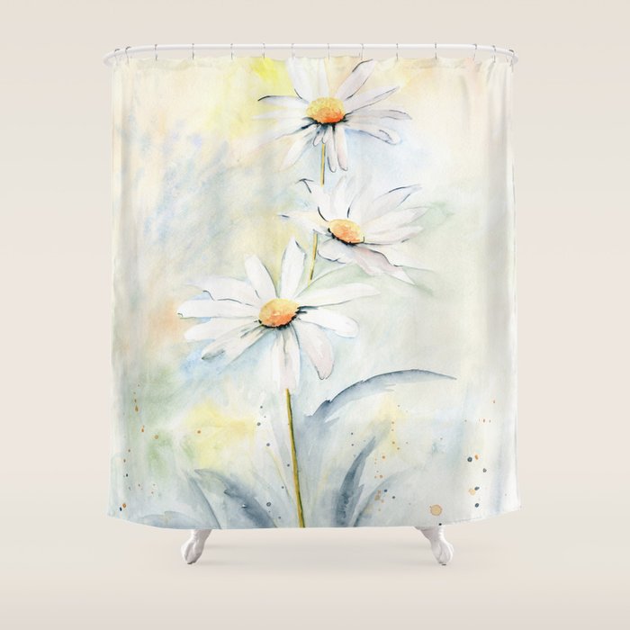 White Daisies Shower Curtain Gallery Image 1