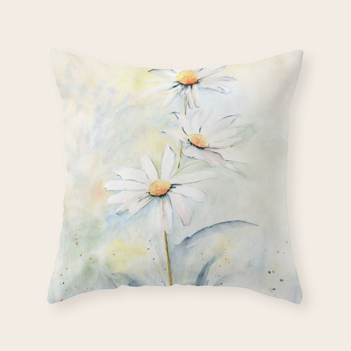 White Daisies Throw Pillow Gallery Image 6
