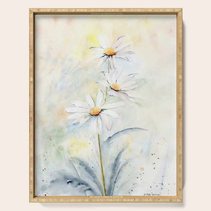 White Daisies Serving Tray Gallery Image 1